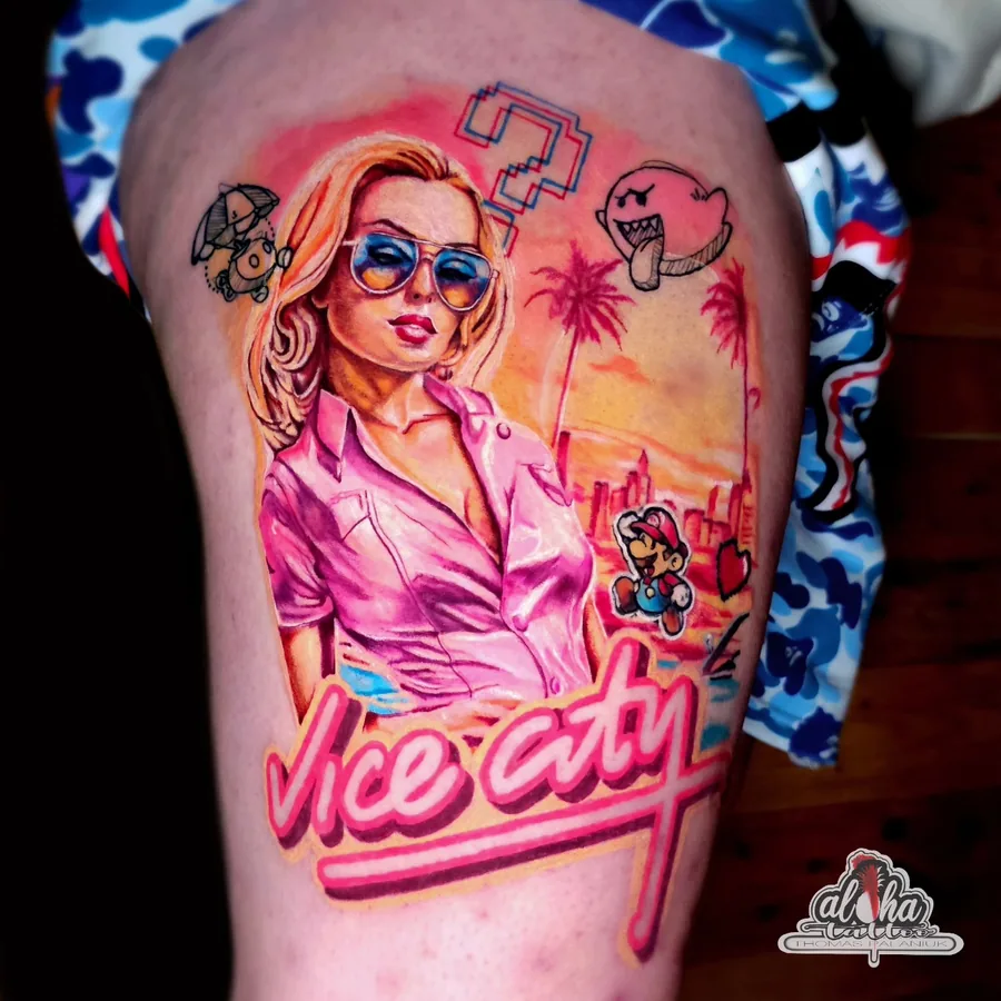 New school Vice City pin-up, by Thomas Palaniuk